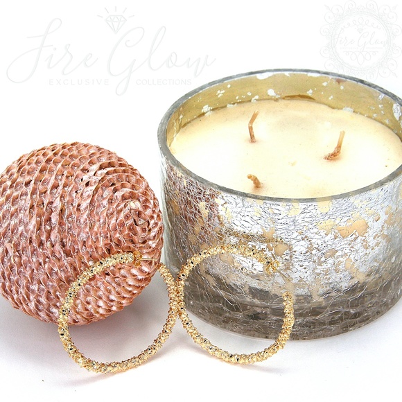 Gold Tone Metallic Textured Hoop Earrings - Picture 6 of 11